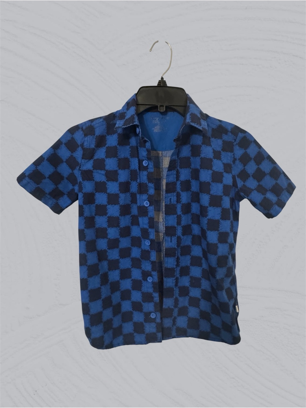 Tommy Bahama Blue and Black Checkered Short-Sleeve Button-Up